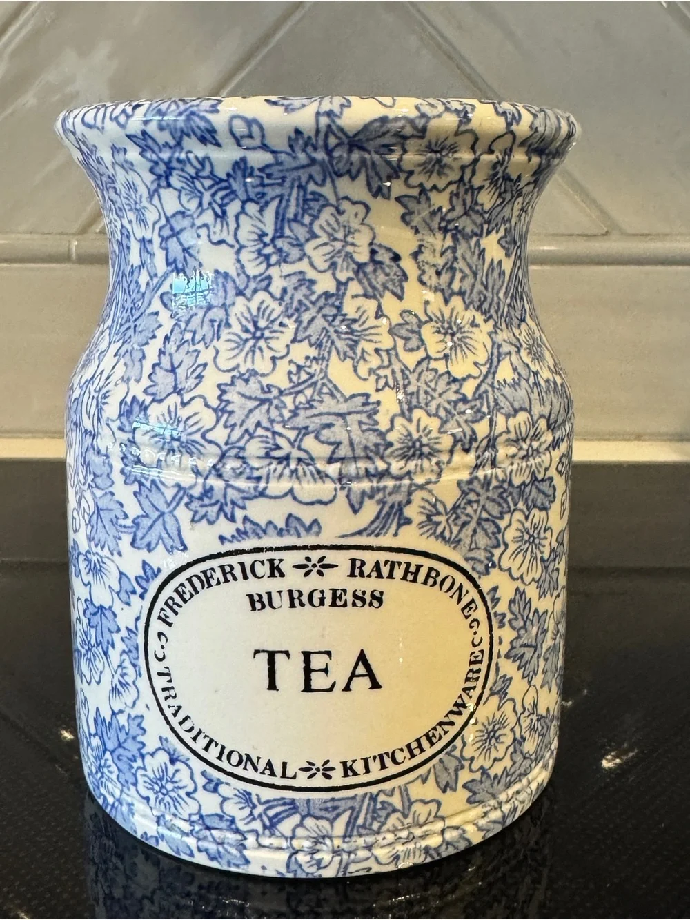Burges Blue Floral Tea Storage Jar - Blue and White